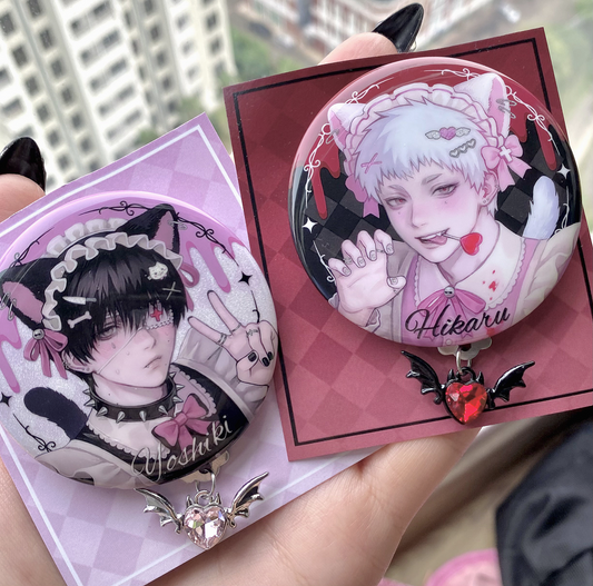 ₍^. .^₎Ⳋ Maid Yoshiki x Hikaru Glitter Badges [PRE-ORDER]
